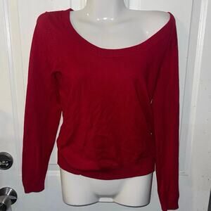 Zara Red Fitted Women Sweater Size Medium Cotton Blend Christmas Casual
